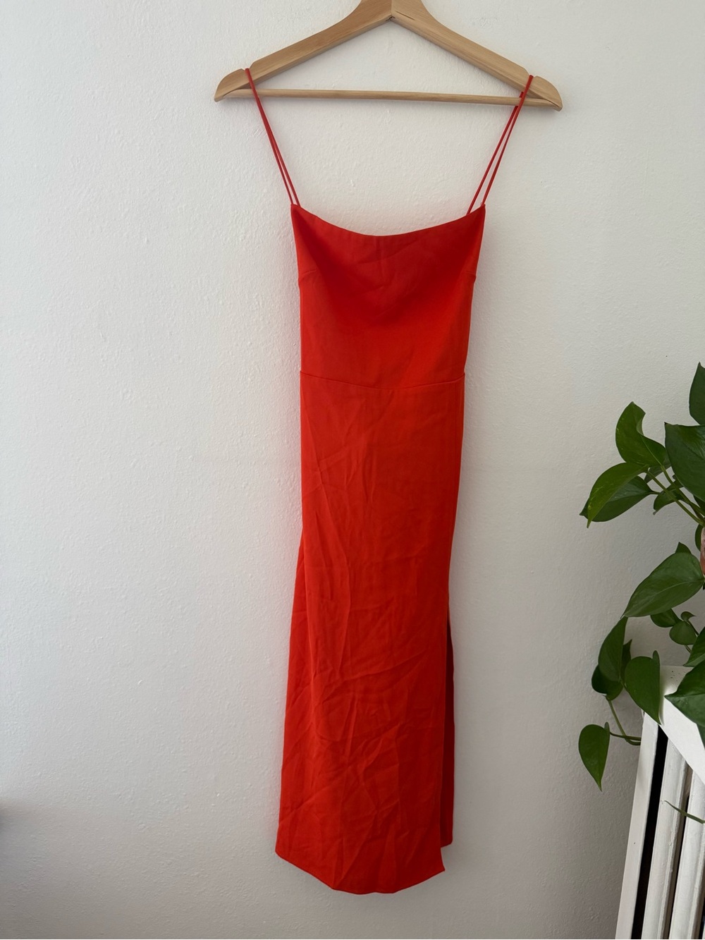 Babaton Orange Slip Midi Dress